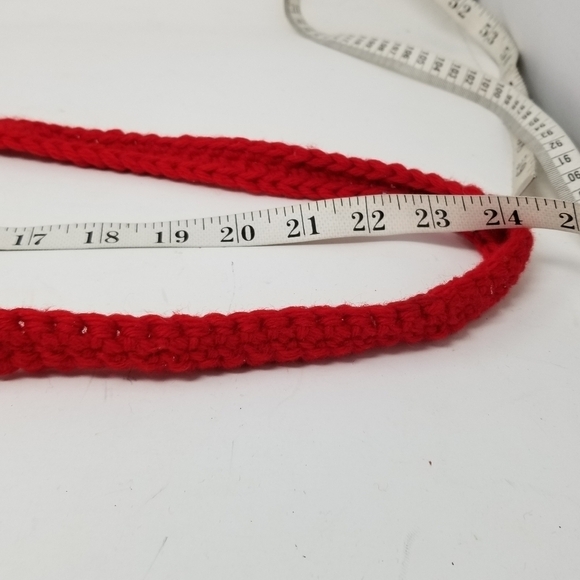 Eyelash Purse Red Crossbody Bag Crochet Flap Closure Flower Button Floral Print - Picture 8 of 9